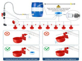 57 Pcs Automatic Chicken Waterer System Set, Chicken Watering Kit with 8 Water Cups & Float Valve, V1107-CS-OIBTKD8