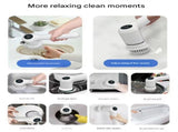 White Rechargeable Electric Spin Scrubber - Waterproof Power Cleaning Brush with 5 Heads & Digital V888-ELOSUNG27766