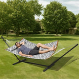 Two Person Hammock with Stand Included, Double Hammock with Curved Spreader Bar and Detachable V952-HFDCHBSXHWTXFST1WV0