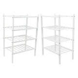 4 Tier Shoe Rack White Stackable Shoes Rack Organizer Multifunctional Bamboo Shoe Rack for Home V1294-YM0521-3117230094411