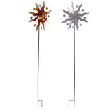 Sun Windmill Iron Weather Resistant Decorative Flower Wind Spinner with Ground Stake for Patio Yard V1294-YM0523-3115220010211
