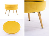 Ottoman Foot Stool Velvet Fabric Metal Leg Round YELLOW V274-FT-VST-1596-YE