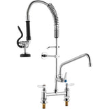Commercial Faucet with Pre-Rinse Sprayer, 26" Height, 8" Center, 12" Swing Spout, Deck Mount Kitchen V952-JBSYCXSLTJBSN8H9GV0
