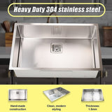 810x505mm Handmade 1.5mm Stainless Steel Undermount / Topmount Kitchen Sink with Square Waste V63-817883