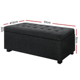 Artiss Storage Ottoman Blanket Box 97cm Linen Charcoal OTM-L2-LINEN-CHA