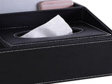 Multifunction Tissue Box Black Multiple Compartments Durable PU Leather Rectangular Tissue Box Cover V1294-YM0706-3117230244811
