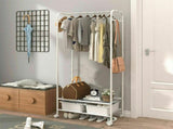 2Tier Rolling Free-Standing Clothing Garment Rack Closet Organizer Open Wardrobe V767-JJ-ZY188