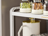 Tabletop Kitchen Storage Rack White Plastic Double Layers Telescopic Kitchen Shelf Organizer for V1294-YM0521-3118220328711