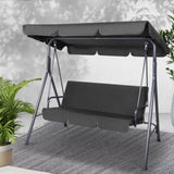 Gardeon Outdoor Swing Chair Garden Chair Bench Furniture Canopy 3 Seater Black GSC-MAJKA-3S-BK