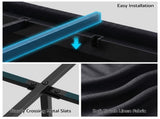 Artiss Queen Bed Frame with Storage Drawers RGB Lights Charging Station Upholstered Fabric BFRAME-H-ZENO-Q-BK-ABC