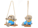 Swing Animal Hanging Teddy Dog Cartoon Garden Decoration Pendant Style Resin Statue CraftsGray V1294-YM0901-3111210157612