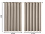 2x Blockout Curtains Panels 3 Layers Beige CD1003-240X230-BE
