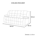 Chelsea 3R Seater Finest Leatherette Recliner Feature Console LED Light Ultra Cushioned V43-REC-CHLS3RBL