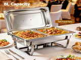 5-Star Chef Chafing Dish 8L 2-Pan Buffet Warmer Food Warmer Catering Server CD-9L-2Z-SS