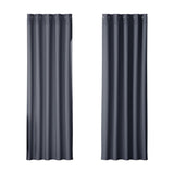 Artiss 2X Blockout Curtains Eyelet 180x213cm Charcoal BC-MATT-180X213-CH