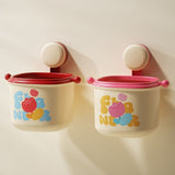 2-Pack Cream Red & Cream Powder Cute Suction Cup Wall-Mounted Trash Bin with Bag Press Ring and Wide V888-ELOSUNG49555