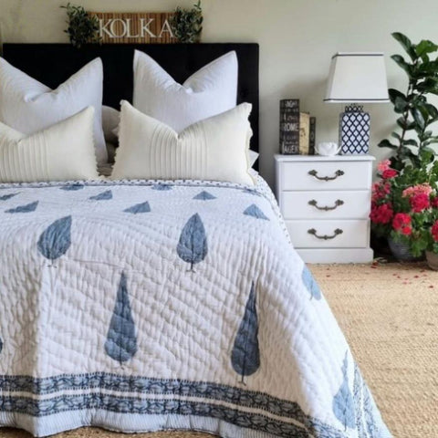 Kolka Pine Tree Reversible Quilt - Grey V563-0033