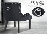 2X French Provincial Dining Chair Ring Studded Velvet Rubberwood Leg LISSE BLACK V274-FT-VFC-1141-BK2