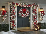 Red and White Flocking Holiday Wreath, swag, Garland, Christmas Wreath for Front Door - Xmas V1192-AZ-W-21071