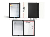 Devanti 78L Bar Fridge Glass Door Mini Fridge Countertop Cooler Black BF-F-G-78L-BK