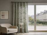 Green Semi Sheer Curtain, 55x102 Inches Light Filtering Window Panel, Embossed Lace Design, V1369-AZ3-W-12276