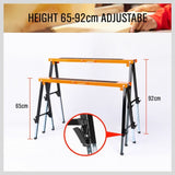 2Pc Mastercraft Sawhorse Metal Folding Non-slip Surface Saw Horse 120KG Capacity V465-SDY-55035