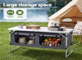 Weisshorn Camping Table Adjustable Storage Cabinet Aluminum MDF 120cm Grey XFEL-TABLE-ALUM-120-SS