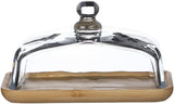 Mini Cake Stand with Glass Dome - Wooden Serving Board for Cupcakes Cheese - Butter Dome as Kitchen V1258-DP02-BOL-551