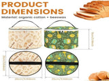 2Pcs Cylindrical Beeswax Bread Bag, Breathable Cotton, Portable Top Handle, Reusable and Washable, V1369-AZ3-W-12203