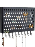 Wall Mount Earring Jewelry Hanger Organizer Holder with 109 Holes and 19 Hooks V178-18681