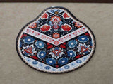 Blue-red Set of 4 Embossed Ceramic Paddle Mats - Assorted Bohemian Pattern Heat Resistant Pads V888-ELOSUNG28024