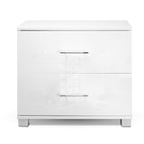 Artiss Bedside Table 2 Drawers High Gloss - White FURNI-GLOSS-SIDE-WH