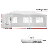 Instahut Gazebo 3x6m Marquee Wedding Party Tent Outdoor Camping Side Wall Canopy 4 Panel White GAZEBO-WED-C-FG-3X6-4W-WH