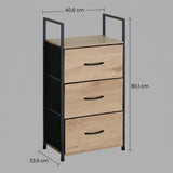 CARLA HOME 3 Drawer Tallboy Storage Cabinet - Brown - Rustic - Steel - Chest Drawers Tallboy V178-36451