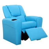 Keezi Kids Recliner Chair PU Leather Sofa Lounge Couch Children Armchair Blue KID-RECLINER-BU