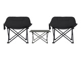 Weisshorn 3pc Camping Table Chair Set Outdoor Folding Aluminium Portable Picnic CAMP-MOON-BKX2-ALUM-40