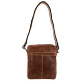 Billy The Kid Mens Genuine Leather Small Shoulder Bag in Cognac V563-BTK-11-COGN