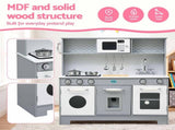 Keezi Wooden Play Kitchen Pretend Kitchen 82cm Kids Toy Food Set Grey PLAY-WOOD-MICROWAVE-GY