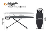 Artiss Ironing Board with Iron Rest with 3 Layers Extra Thick Cover Easy Storage IRB-STAND-REP100-BK