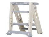Foldable Kids Step Stool Kitchen Helper Tower in Grey, Adjustable Height, 55x55x79cm LSB-59298