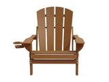 Gardeon Outdoor Chairs Folding Adirondack Beach Chair HDPE Sun Lounge Patio Furniture Garden Brown FF-BEACH-HEFD-BR
