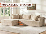 Couch Modular Sectional 3 Seater Sofa L-Shaped Khaki81" Boneless Sofa Bed, Deep Seat and Side V1337-LS-BK02-K