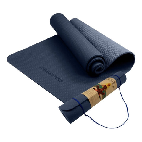 Powertrain TPE Yoga Pilates Exercise Mat 6mm - Dark Blue YM-TPE-SC-DBU
