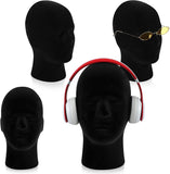 4 Pcs Black Mannequin Head Stand Model Male Wigs Display Model Velvet Foam Mask Display Stand V1258-DP02-C-2292