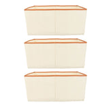 3 Sets Non Woven Fabric Bin PU Wrapped Washable Cloth Storage Baskets with Handle and Bottom Plate V1294-YM0901-3117240303211