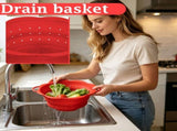 Foldable Silicone Colander Set, Heat Resistant Kitchen Vegetable and Fruit Strainer Basket, Space V1366-AZ2-W-17250