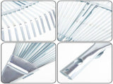 Silver High Carbon Steel Garden Rake Adjustable for Leaves and Gardening V1370-AZ4-16907