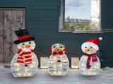 Dazzle Bright Christmas Lighted Snowman , 3-Piece Waterproof Plug in 2D Snowman for Yard Patio Lawn V1366-AZ2-W-04102
