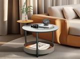 Luxury Marble Top End Table Microfiber Leather Accent Bedside Table Living Room V767-CJ-X122