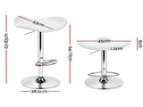 Artiss 4x Bar Stools Leather Gas Lift Chair White BA-K-1001-WHX4